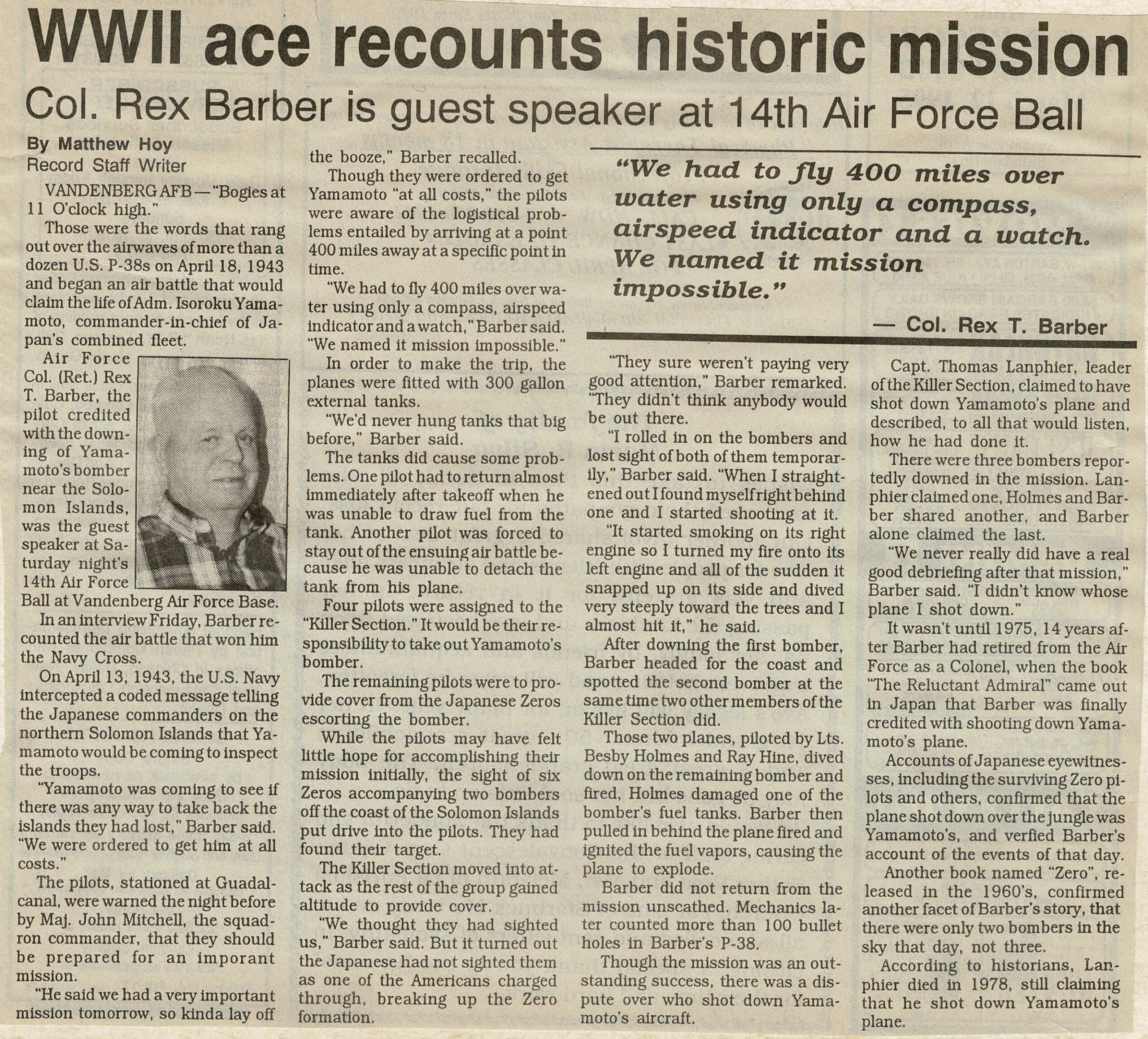 WWII ace recounts historic mission